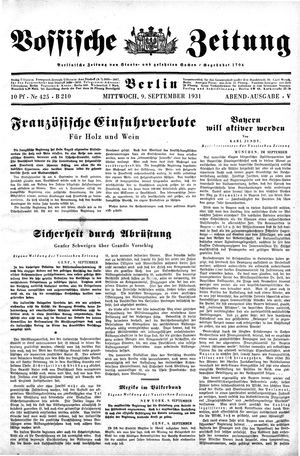 Vossische Zeitung vom 09.09.1931