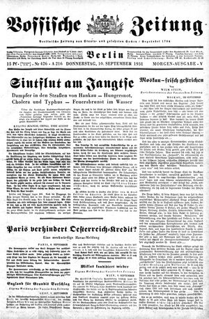 Vossische Zeitung on Sep 10, 1931