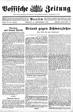 Vossische Zeitung on Sep 11, 1931