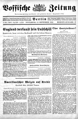 Vossische Zeitung vom 12.09.1931
