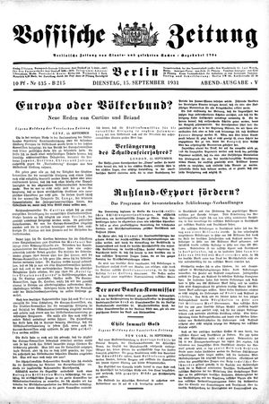 Vossische Zeitung on Sep 15, 1931
