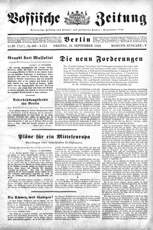 Vossische Zeitung on Sep 18, 1931