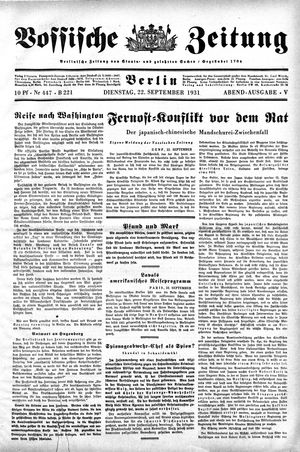 Vossische Zeitung on Sep 22, 1931