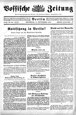 Vossische Zeitung on Sep 23, 1931