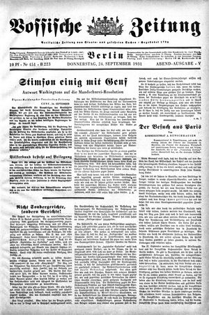 Vossische Zeitung vom 24.09.1931