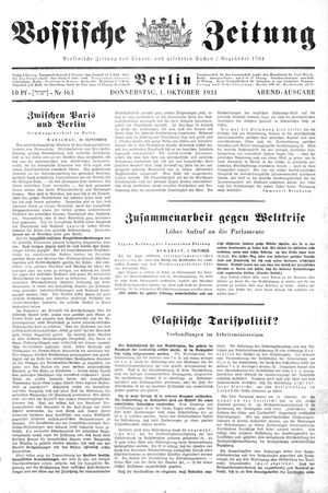 Vossische Zeitung on Oct 1, 1931