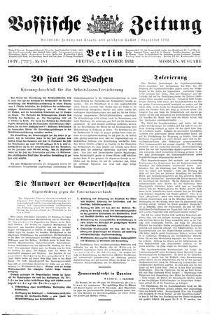 Vossische Zeitung on Oct 2, 1931