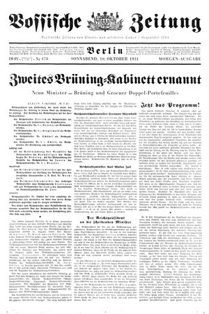 Vossische Zeitung on Oct 10, 1931