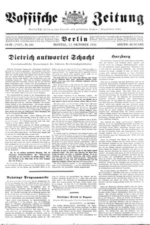 Vossische Zeitung vom 12.10.1931