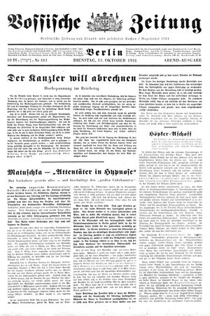 Vossische Zeitung on Oct 13, 1931