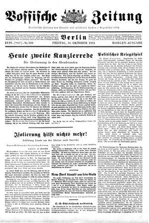 Vossische Zeitung on Oct 16, 1931