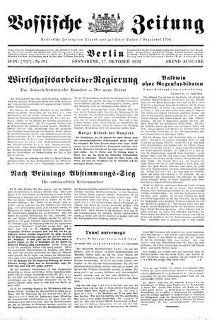 Vossische Zeitung vom 17.10.1931