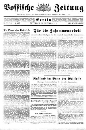 Vossische Zeitung vom 21.10.1931