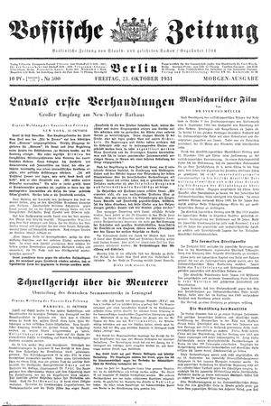 Vossische Zeitung vom 23.10.1931