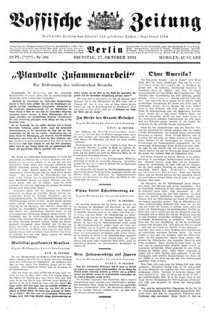Vossische Zeitung on Oct 27, 1931
