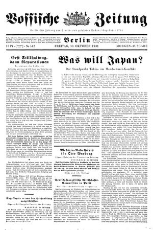 Vossische Zeitung on Oct 30, 1931