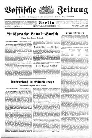 Vossische Zeitung vom 03.11.1931