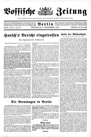 Vossische Zeitung on Nov 4, 1931