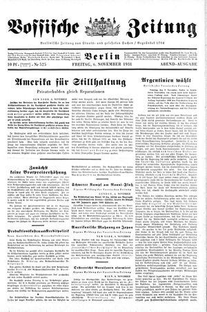Vossische Zeitung on Nov 6, 1931