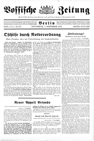 Vossische Zeitung vom 07.11.1931