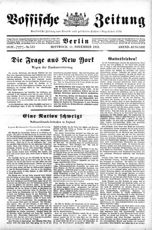 Vossische Zeitung on Nov 11, 1931