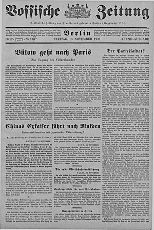 Vossische Zeitung vom 13.11.1931