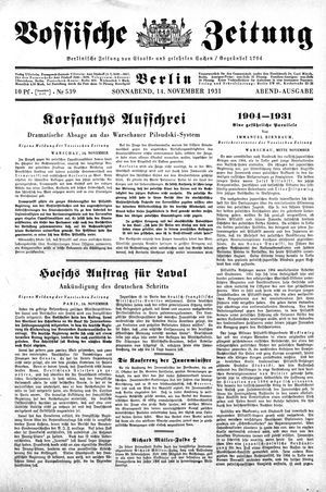 Vossische Zeitung vom 14.11.1931