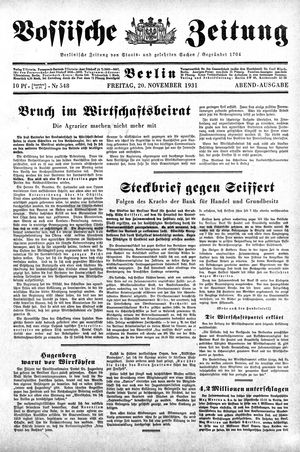 Vossische Zeitung vom 20.11.1931