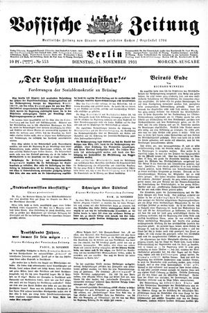 Vossische Zeitung vom 24.11.1931