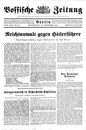 Vossische Zeitung vom 26.11.1931