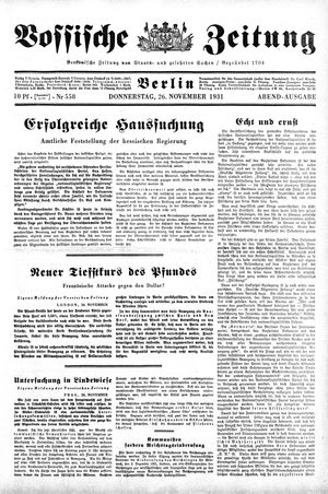 Vossische Zeitung vom 26.11.1931