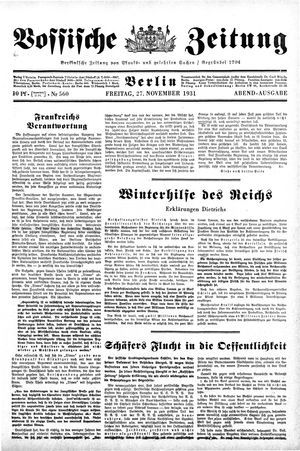 Vossische Zeitung vom 27.11.1931