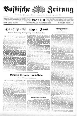 Vossische Zeitung vom 28.11.1931