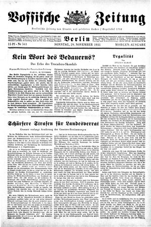 Vossische Zeitung vom 29.11.1931