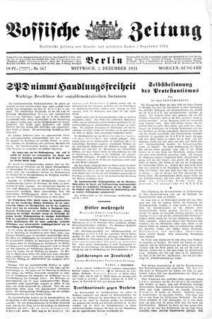 Vossische Zeitung on Dec 2, 1931