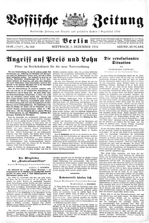 Vossische Zeitung vom 02.12.1931