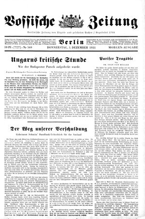 Vossische Zeitung vom 03.12.1931