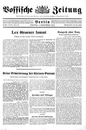 Vossische Zeitung on Dec 4, 1931