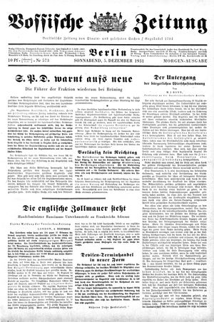 Vossische Zeitung on Dec 5, 1931