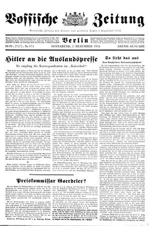 Vossische Zeitung on Dec 5, 1931