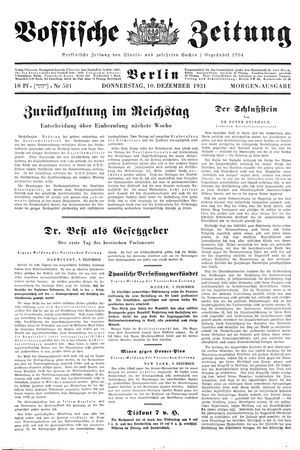 Vossische Zeitung on Dec 10, 1931