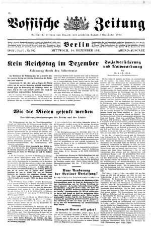 Vossische Zeitung on Dec 16, 1931