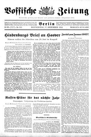 Vossische Zeitung vom 17.12.1931