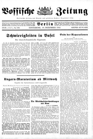 Vossische Zeitung vom 19.12.1931