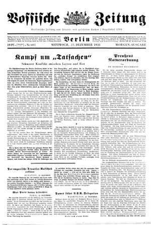 Vossische Zeitung vom 23.12.1931