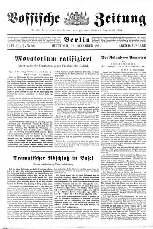 Vossische Zeitung vom 23.12.1931