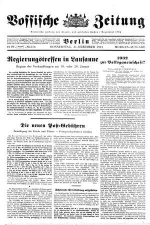 Vossische Zeitung on Dec 31, 1931