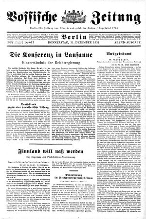 Vossische Zeitung on Dec 31, 1931