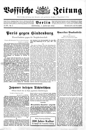 Vossische Zeitung vom 03.01.1932