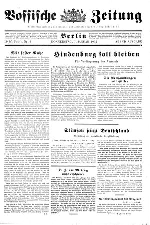 Vossische Zeitung vom 07.01.1932